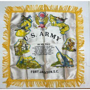 Vintage US ARMY Sweetheart Pillow Cover Fort Jackson SC